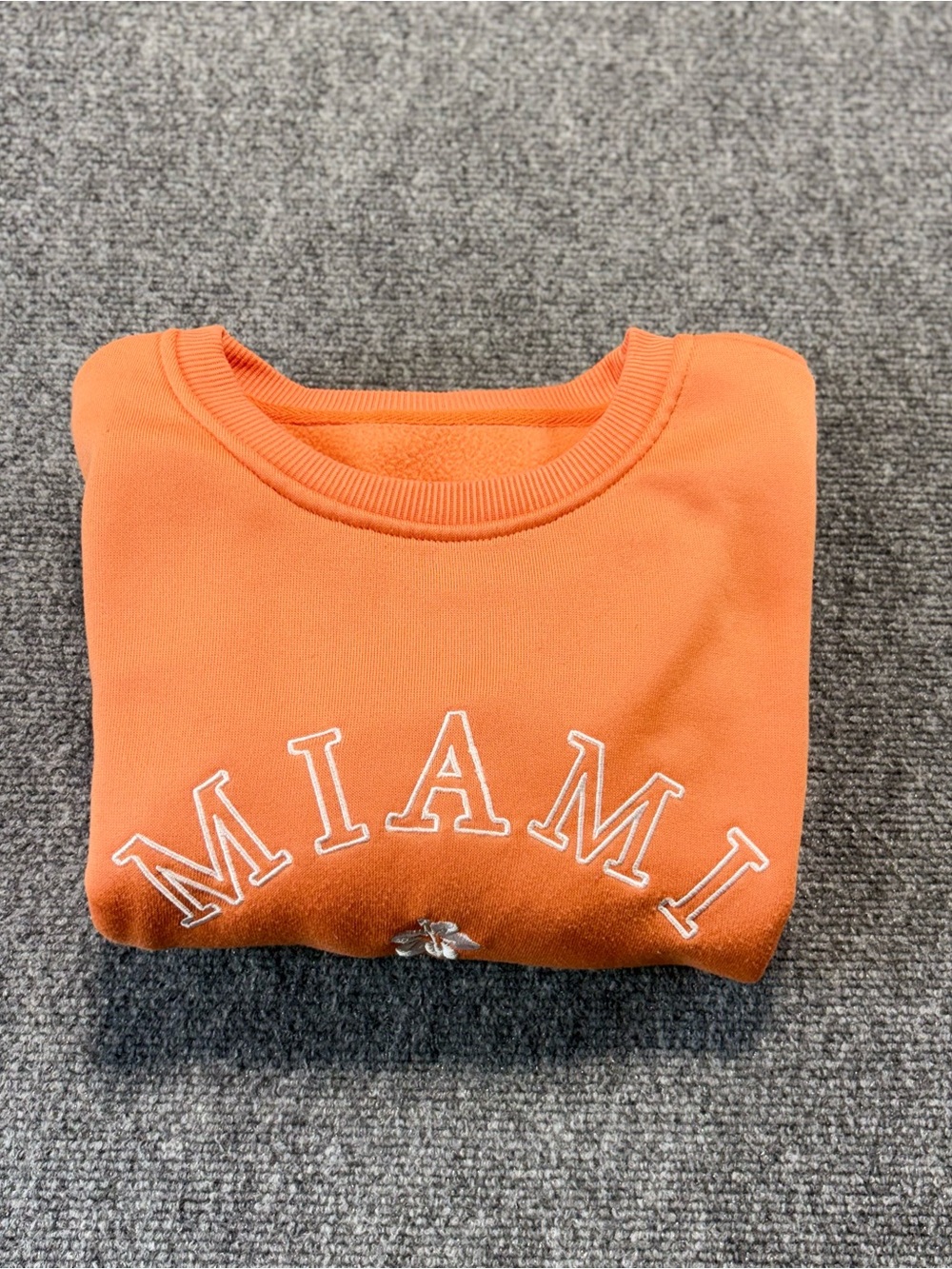 SHEIN Unisex "Miami Florida" Orange Pullover Crewneck Sweatshirt - Size L